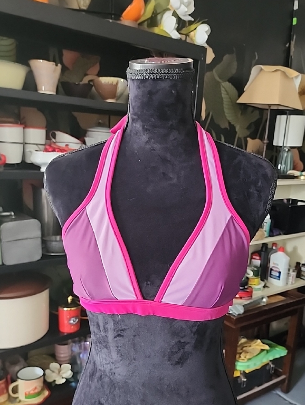 Patagonia Magenta, Purple Triangle Swim Top Size Large Nice4 Surf New Is $69